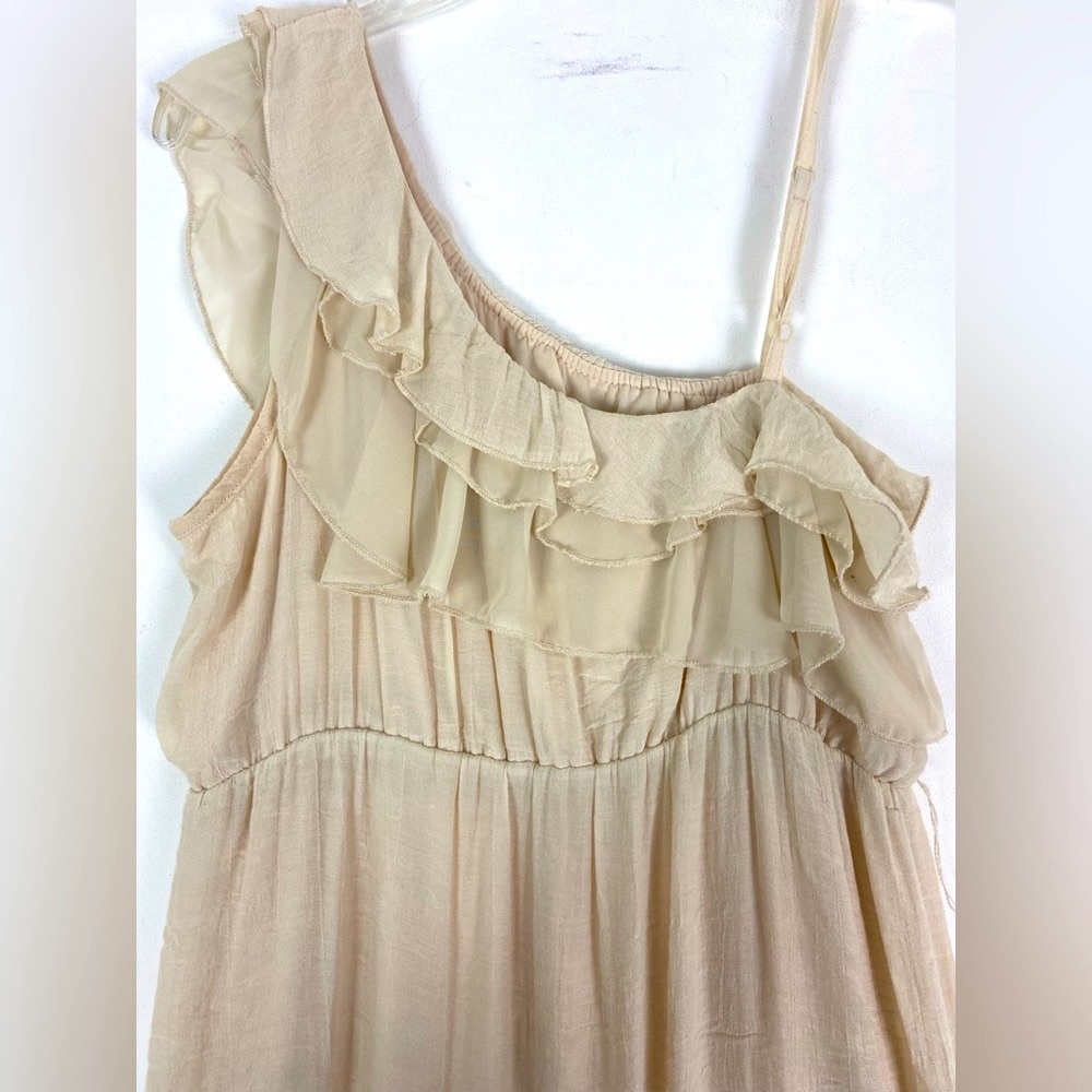 Miss Lili Womens Cream One shoulder Ruffle Dress SzL (sku331) - Picture 13 of 14